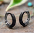 Retro Tang Grass Grain Sense Textured Black Silver Niche Men Women Hoop Earrings